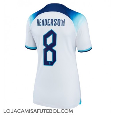 Camisa de Futebol Inglaterra Jordan Henderson #8 Equipamento Principal Mulheres Mundo 2022 Manga Curta